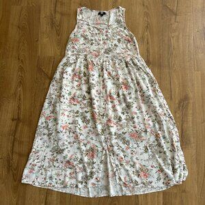 FRYE Floral Sleeveless Midi Dress Button Down Front Lined Skirt Women’s Size L